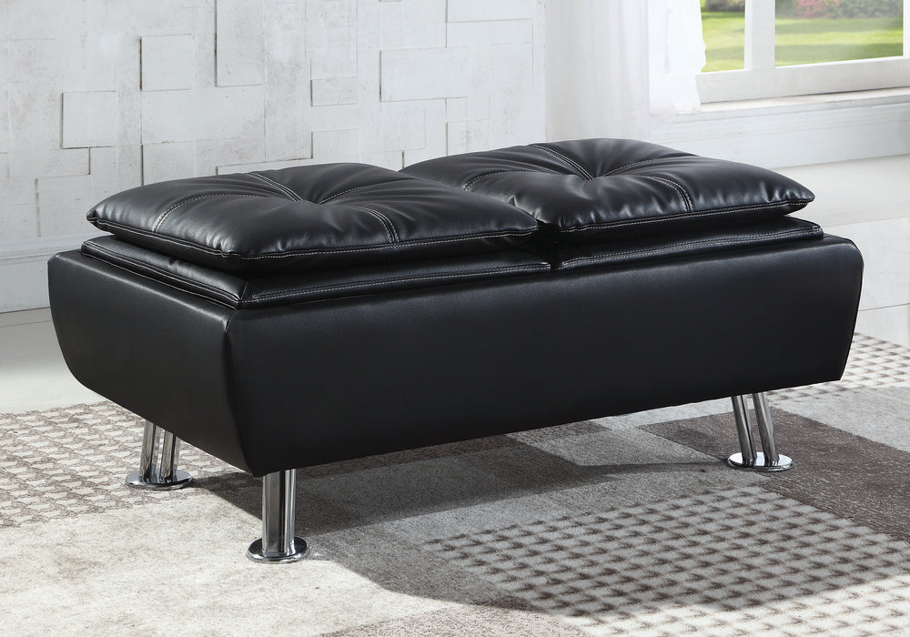 Dilleston Contemporary Black Leatherette Storage Ottoman