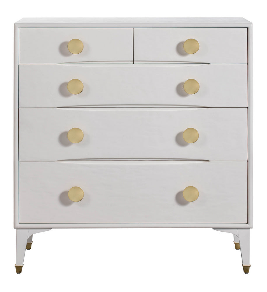 Divine White Wood 5-Drawer Chest