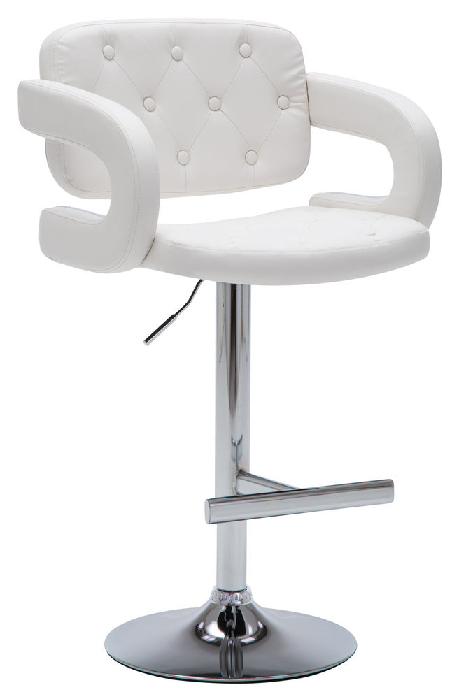 Doretta White Leatherette/Chrome Metal Swivel Bar Stool