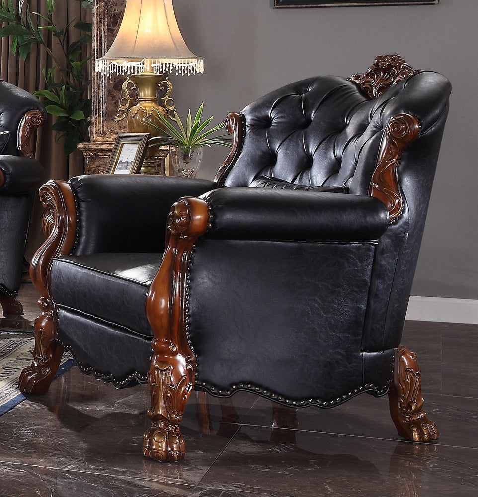 Dresden Black PU Leather Tufted Chair