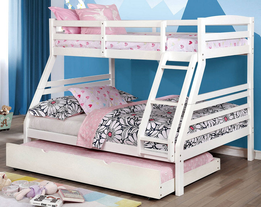 Elaine White Twin/Full Bunk Bed with Trundle