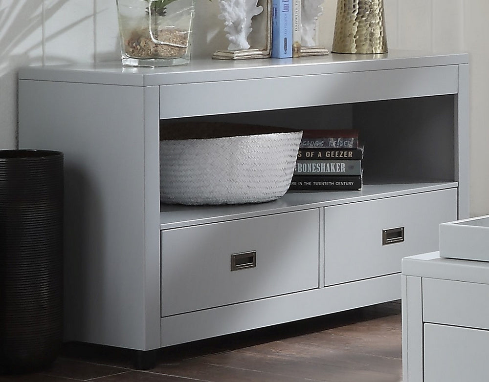 Eleanor Dove Gray Wood Sofa Table with 2 Drawers