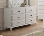 Evelyn White Wood 6-Drawer Dresser