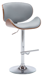 Emilia Gray Leatherette/Chrome Metal Bar Stool