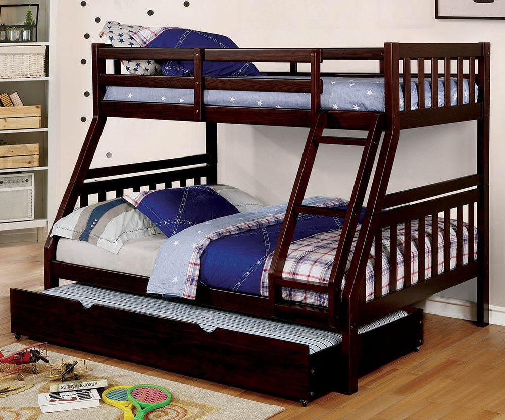 Emilie Walnut Twin/Full Bunk Bed with Trundle