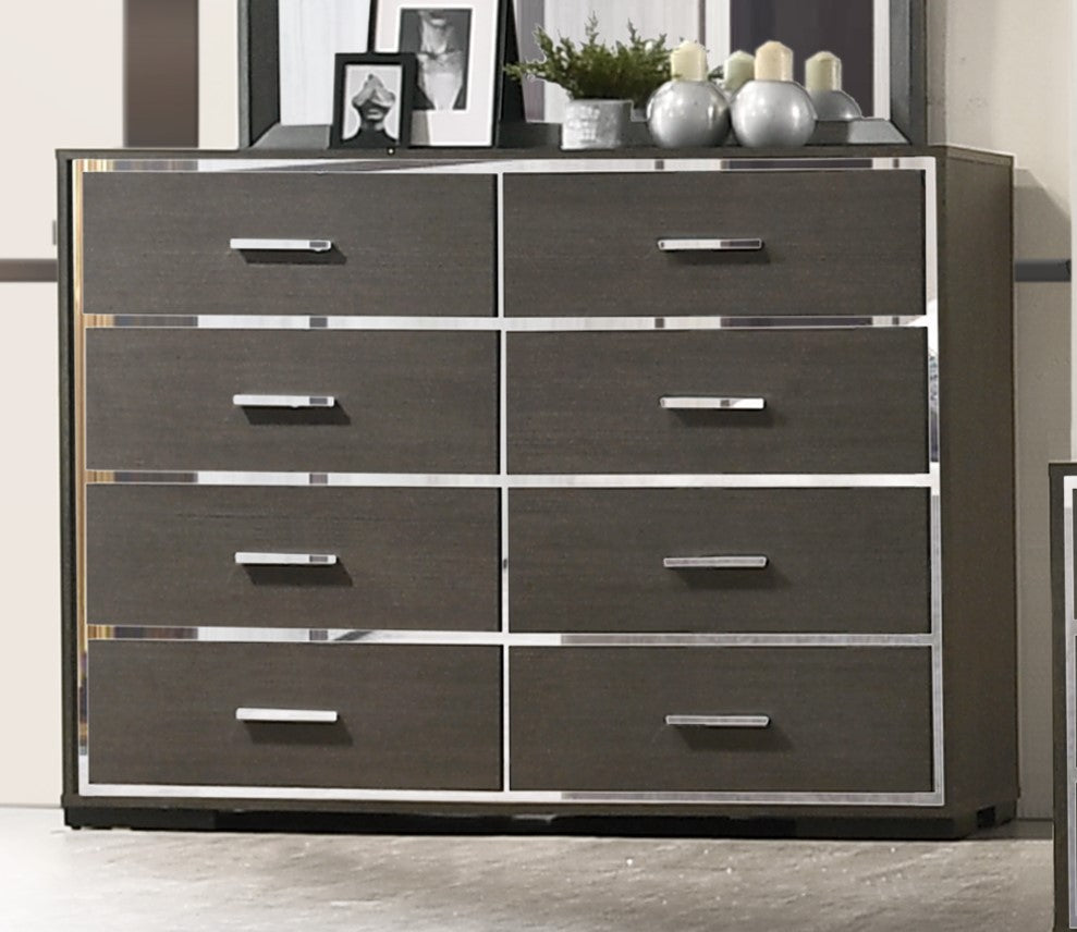 Escher Gray Oak Wood 8-Drawer Dresser