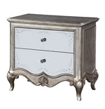 Esteban Antique Champagne Wood/Mirror 2-Drawer Nightstand