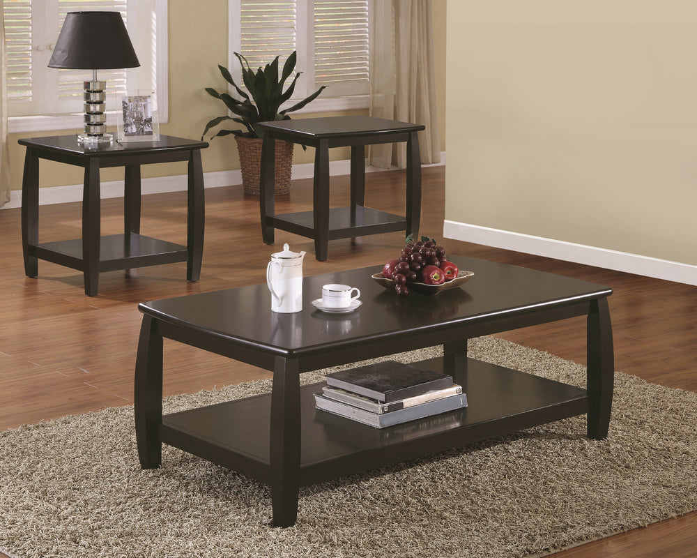 Dixon 3-Pc Cappuccino Wood Coffee Table Set