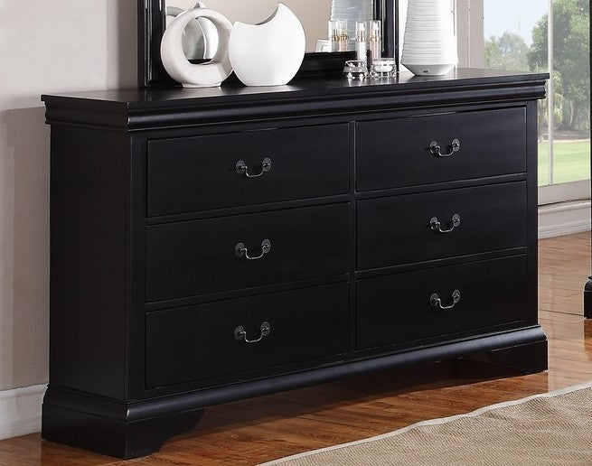 Fiona Black Wood 6-Drawer Dresser