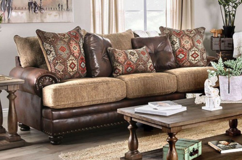 Fletcher Brown & Tan Sofa (Oversized)