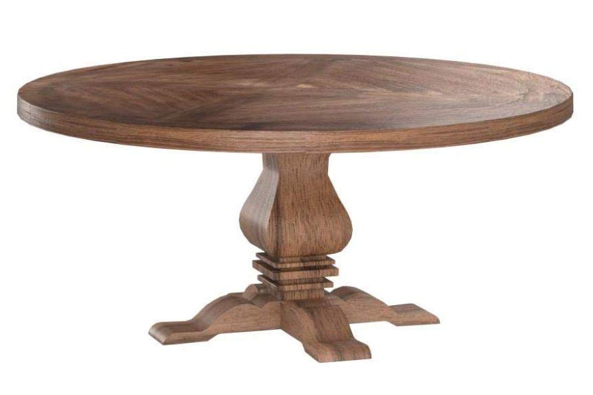 Florence Rustic Smoke Wood Round Dining Table