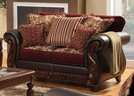 Franklin Burgundy Fabric/Espresso Loveseat