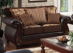 Franklin Tan Fabric/Dark Brown Loveseat