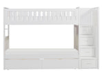 Galen White Wood Twin/Twin Bunk Bed with Storage