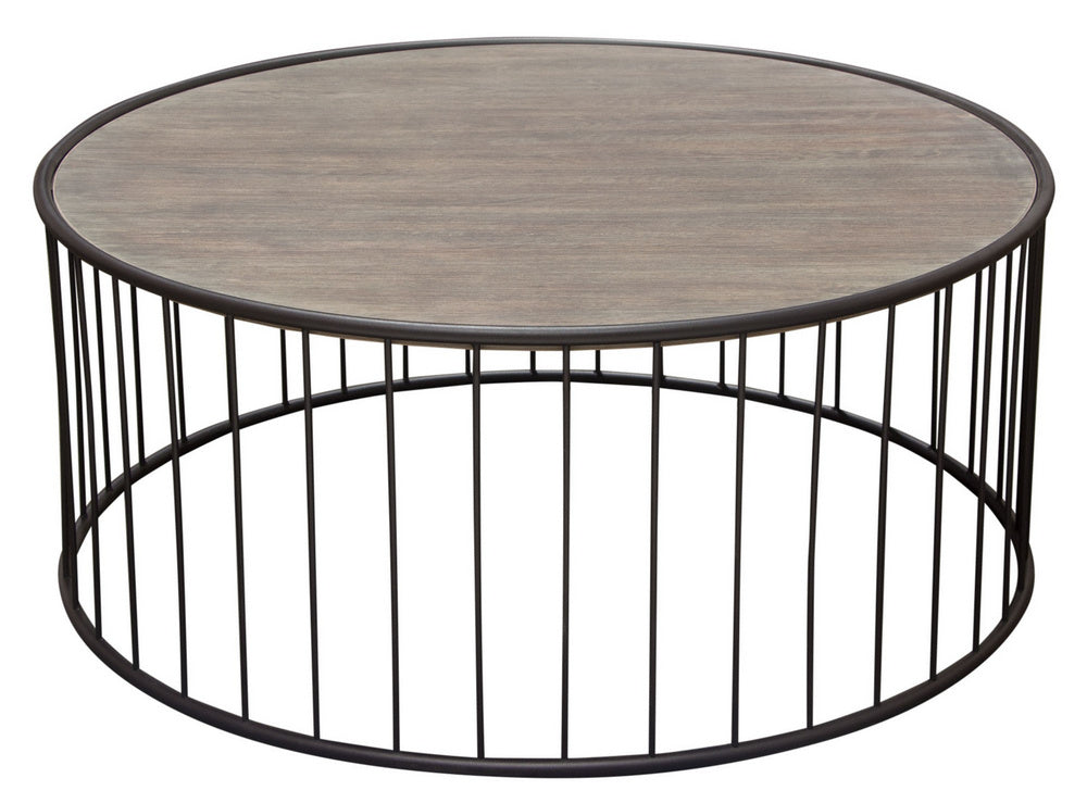 Gibson Grey Oak Wood/Metal Round Cocktail Table