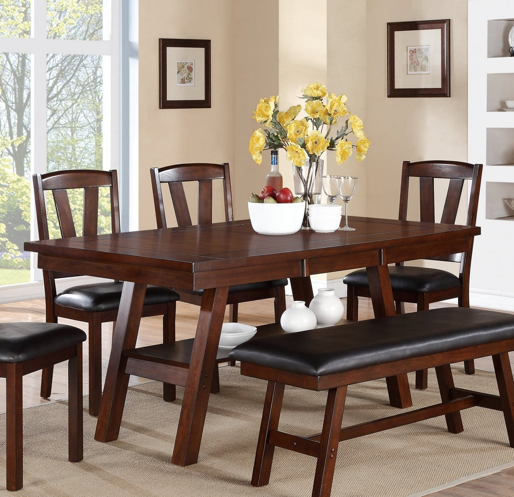 Giosetta Dark Walnut Wood Dining Table with Shelf