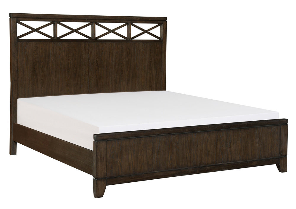 Griggs Dark Brown Wood Cal King Panel Bed (Oversized)