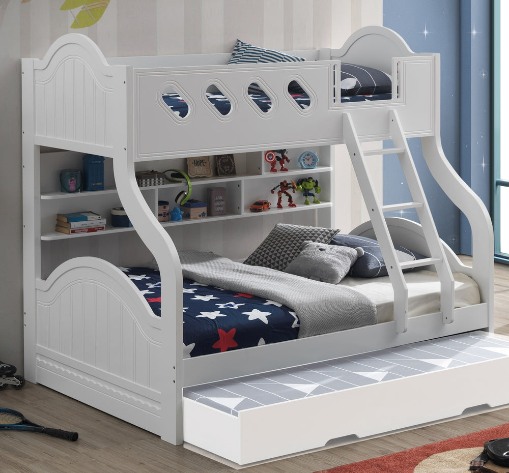 Grover White Wood Twin over Full Bunk Bed