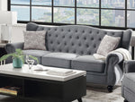 Hannes Gray Fabric Button Tufted Sofa with 2 Pillows