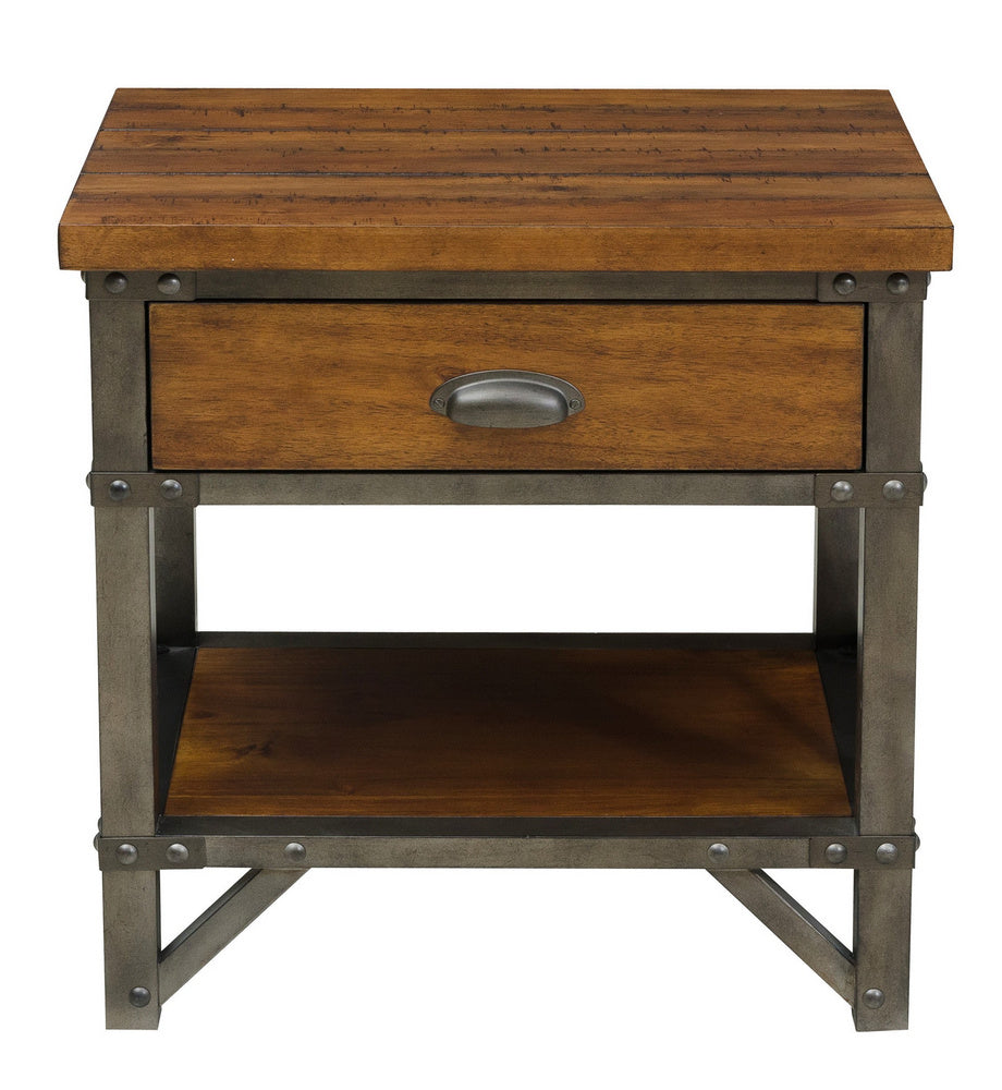 Holverson Rustic Brown Wood Nightstand with Drawer