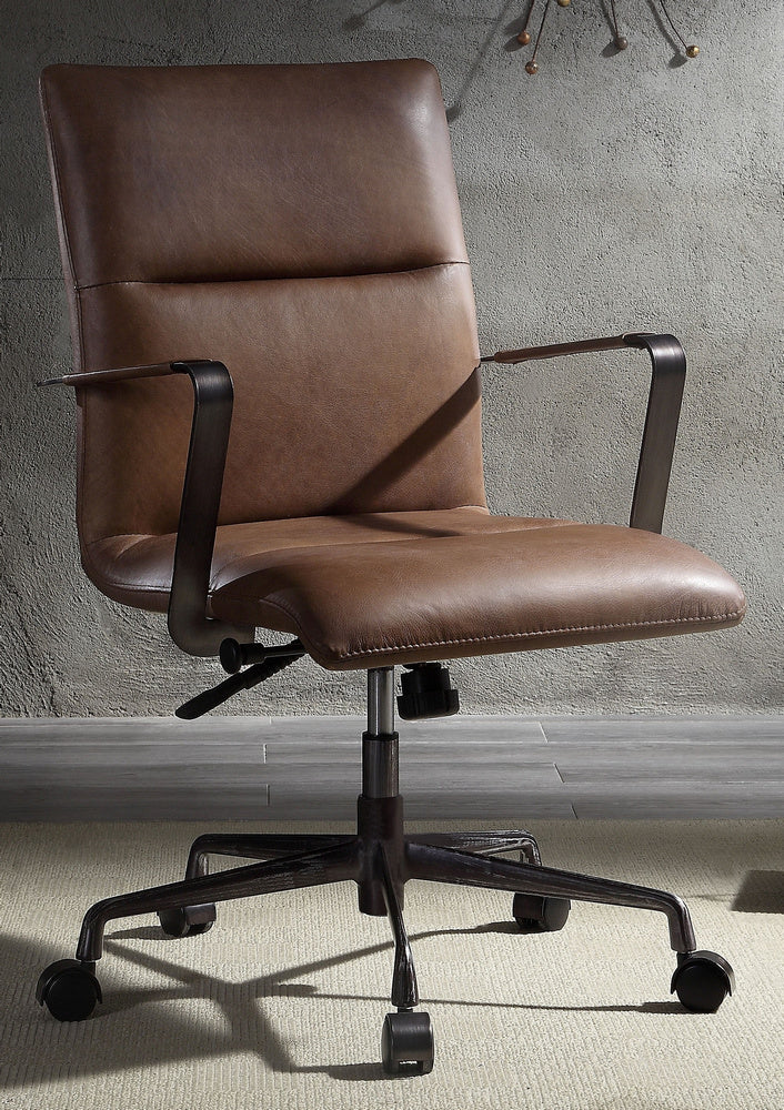 Indra Vintage Chocolate Top Grain Leather Office Chair