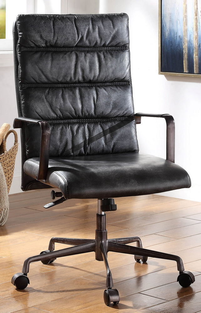 Jairo Brushed Black Top Grain Leather Executive Office Chair