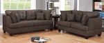 Jeanine 2-Pc Black Coffee Linen-Like Fabric Sofa Set