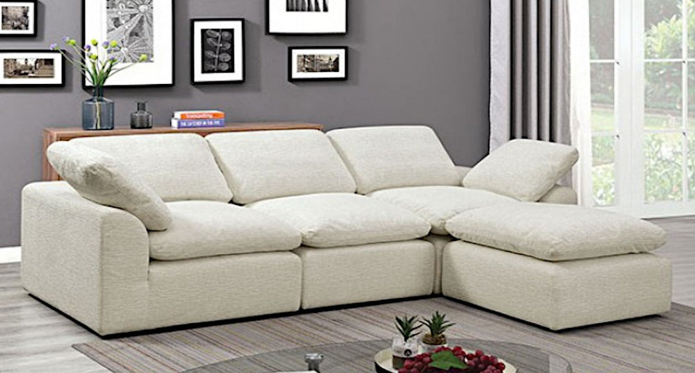 Joel 4Pc Cream Chenille Modular Sectional Sofa