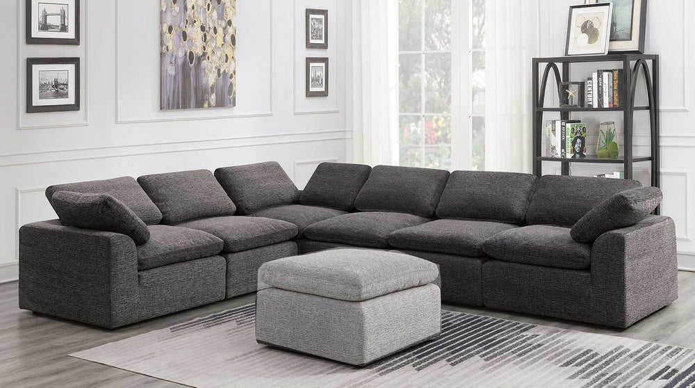 Joel 6-Pc Gray Chenille Modular Sectional Sofa