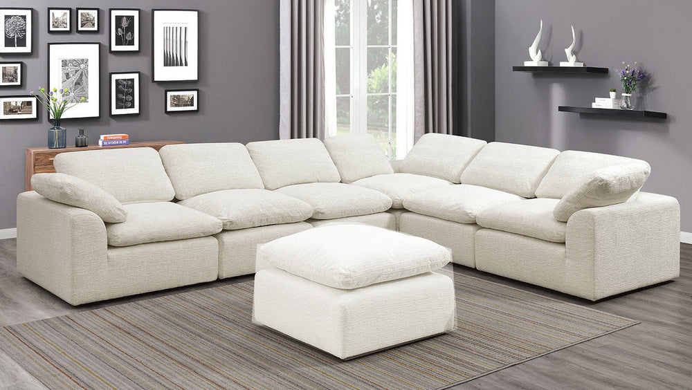 Joel 6Pc Cream Chenille Modular Sectional Sofa