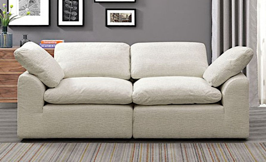 Joel Cream Chenille Fabric Modular Loveseat