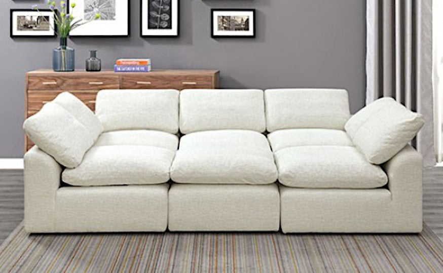 Joel Cream Chenille Modular Sleeper Sofa