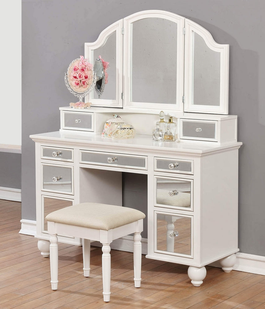 Kaia 3-Pc White Wood Vanity Set with Hutch