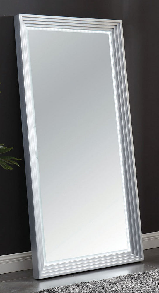 Karly Silver Wood Frame Floor Mirror with LED