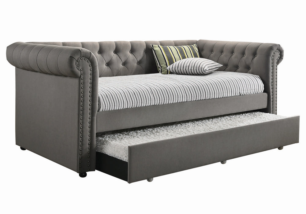 Kepner Grey Fabric Twin Daybed with Trundle