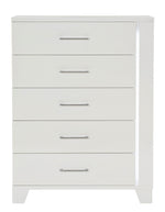 Kerren High Gloss White Wood 5-Drawer Chest