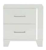 Kerren High Gloss White Wood 2-Drawer Nightstand