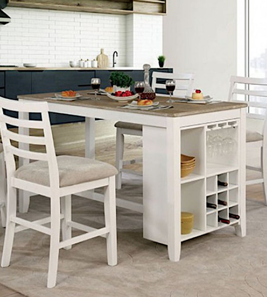 Kiana White/Oak Wood Counter Height Table