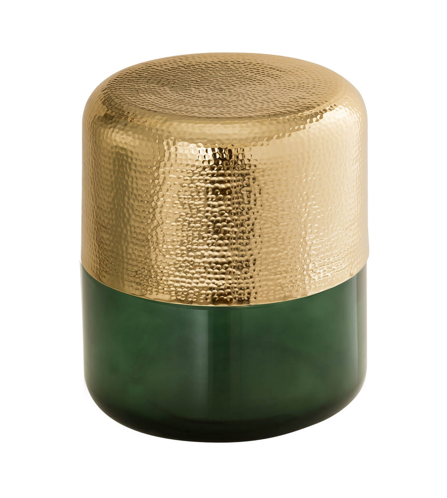 Kolla Modern Gold Metal/Green Glass Side Table