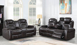 Korbach 2Pc Espresso Faux Leather 2xPower Recliner Sofa Set