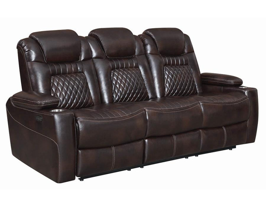 Korbach Espresso Faux Leather 2xPower Recliner Sofa