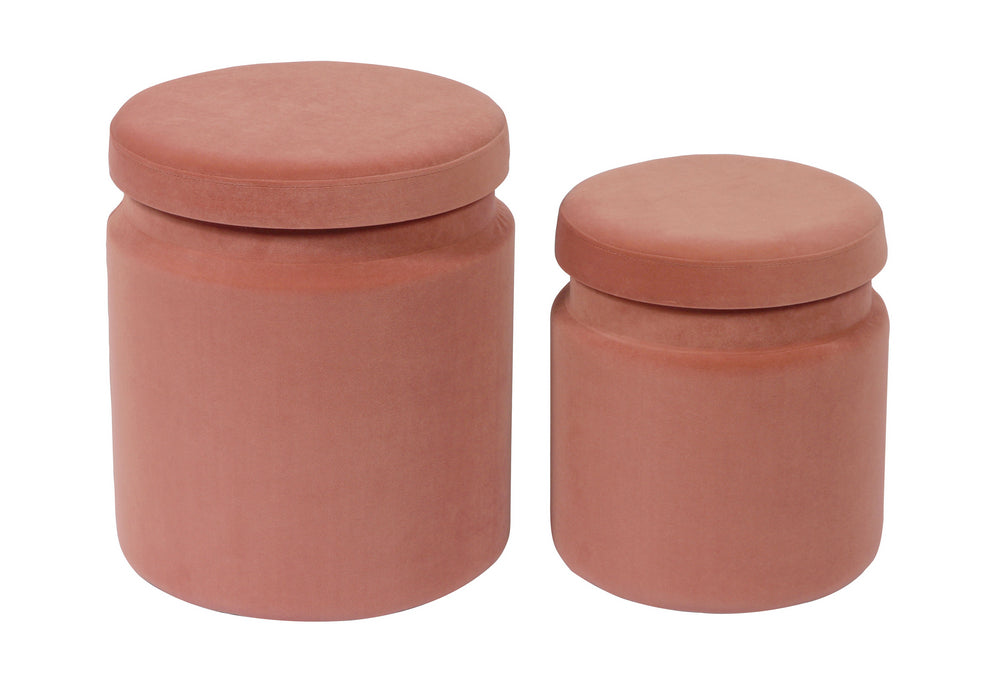 Kris 2 Blush Velvet Storage Ottomans