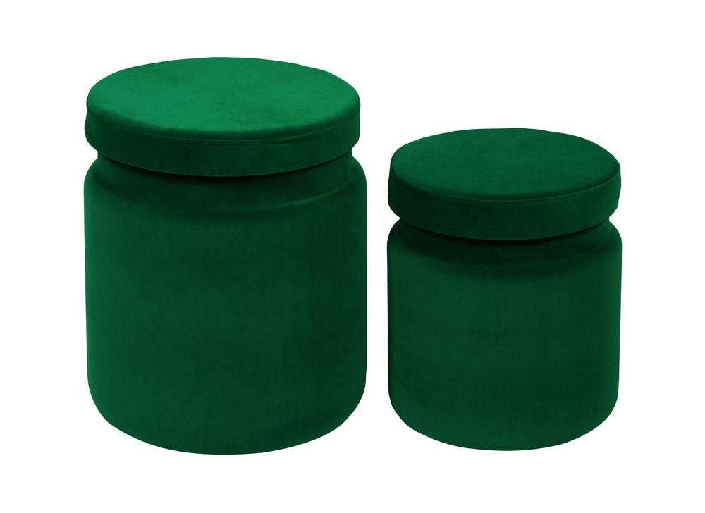 Kris 2 Green Velvet Storage Ottomans