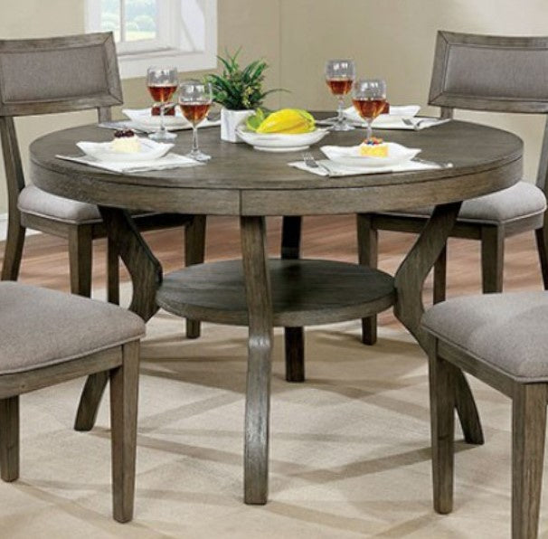 Leeds Gray Wood Round Dining Table