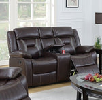 Leona Dark Brown Gel Leatherette Manual Recliner Loveseat