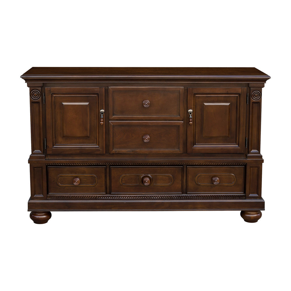 Lordsburg Brown Cherry Wood 5-Drawer Server