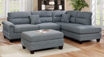 Louella Grey Reversible Sectional Sofa with Ottoman