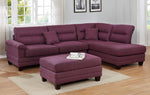 Louella Warm Purple Reversible Sectional Sofa with Ottoman