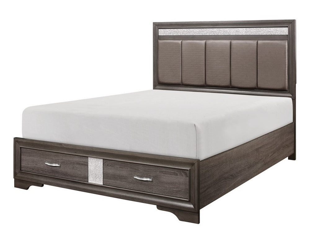 Luster Gray Wood Cal King Bed with Storage