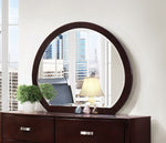 Lyric Dark Espresso Wood Frame Round Dresser Mirror